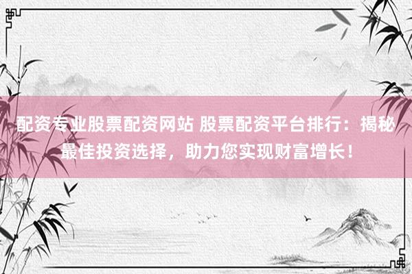 配资专业股票配资网站 股票配资平台排行：揭秘最佳投资选择，助力您实现财富增长！