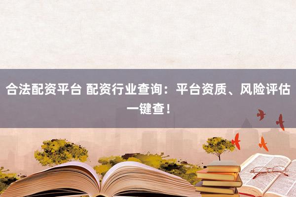 合法配资平台 配资行业查询：平台资质、风险评估一键查！