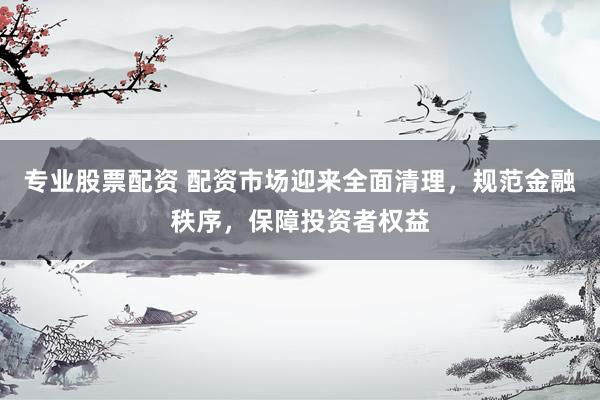 专业股票配资 配资市场迎来全面清理，规范金融秩序，保障投资者权益