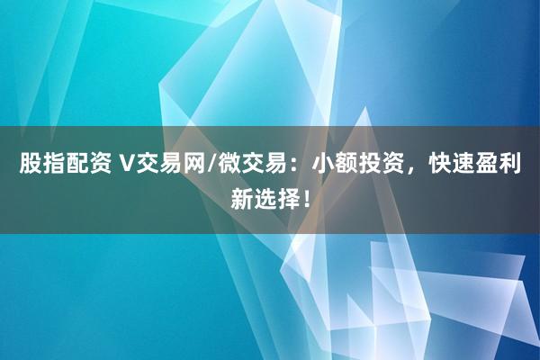 股指配资 V交易网/微交易：小额投资，快速盈利新选择！