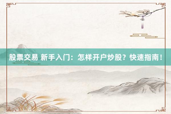 股票交易 新手入门：怎样开户炒股？快速指南！