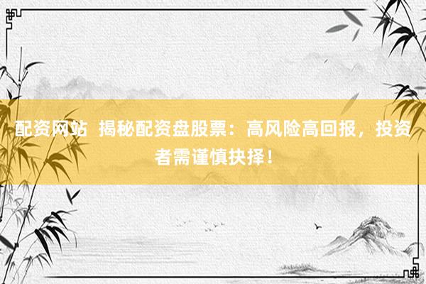 配资网站  揭秘配资盘股票：高风险高回报，投资者需谨慎抉择！