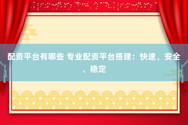 配资平台有哪些 专业配资平台搭建：快速、安全、稳定