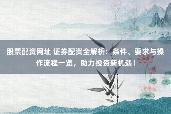 股票配资网址 证券配资全解析:条件、要求与操作流程一览,助力投资新机遇!