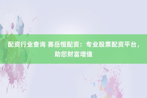 配资行业查询 赛岳恒配资：专业股票配资平台，助您财富增值