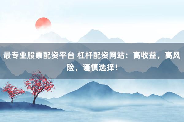 最专业股票配资平台 杠杆配资网站:高收益,高风险,谨慎选择!