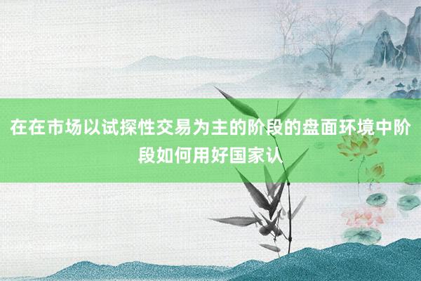 在在市场以试探性交易为主的阶段的盘面环境中阶段如何用好国家认