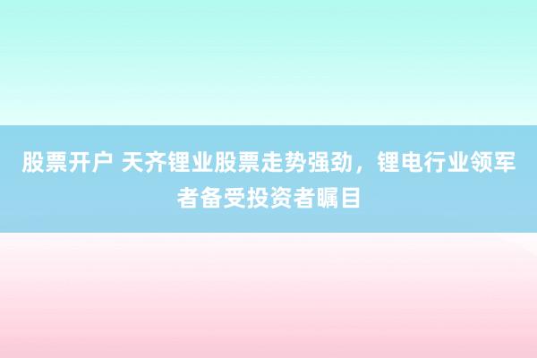 股票开户 天齐锂业股票走势强劲,锂电行业领军者备受投资者瞩目