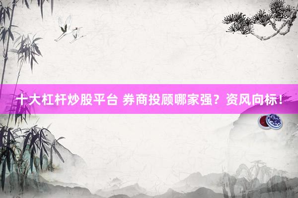 十大杠杆炒股平台 券商投顾哪家强?资风向标!