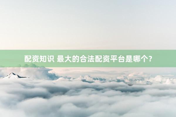 配资知识 最大的合法配资平台是哪个？