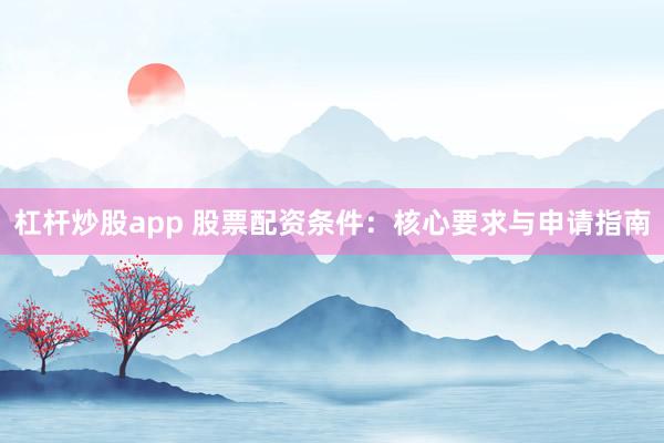 杠杆炒股app 股票配资条件：核心要求与申请指南
