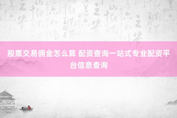 股票交易佣金怎么算 配资查询一站式专业配资平台信息查询